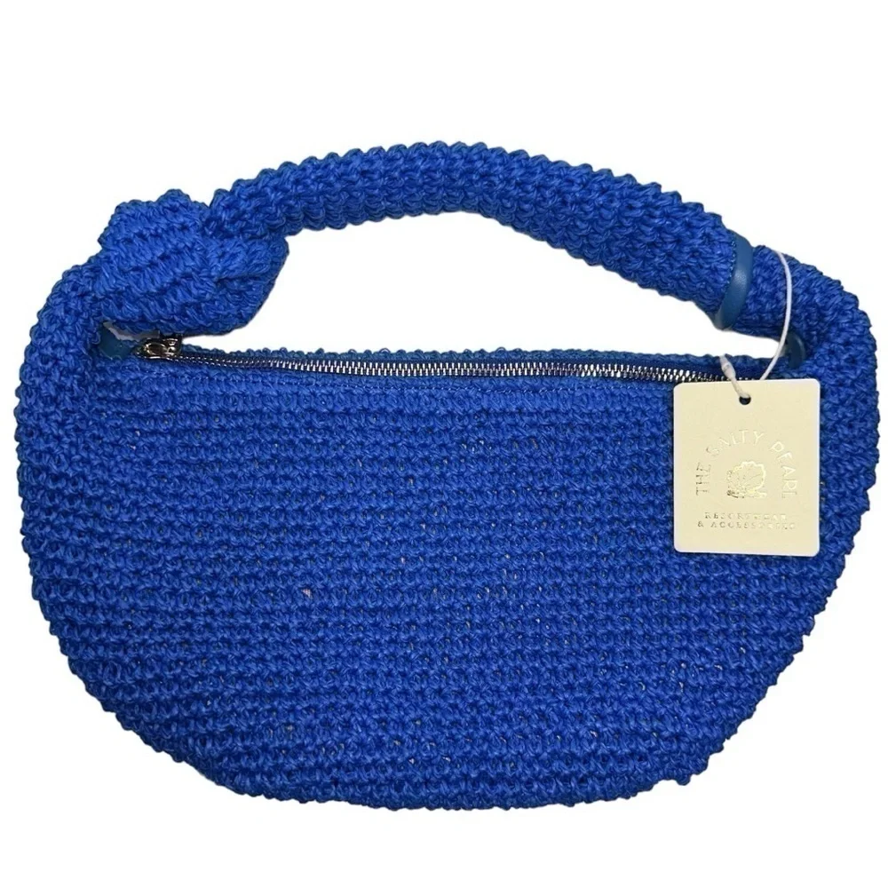 BTB Los Angeles Women’s Cobalt Blue Straw Raffia Lucia Knotted Hobo Bag